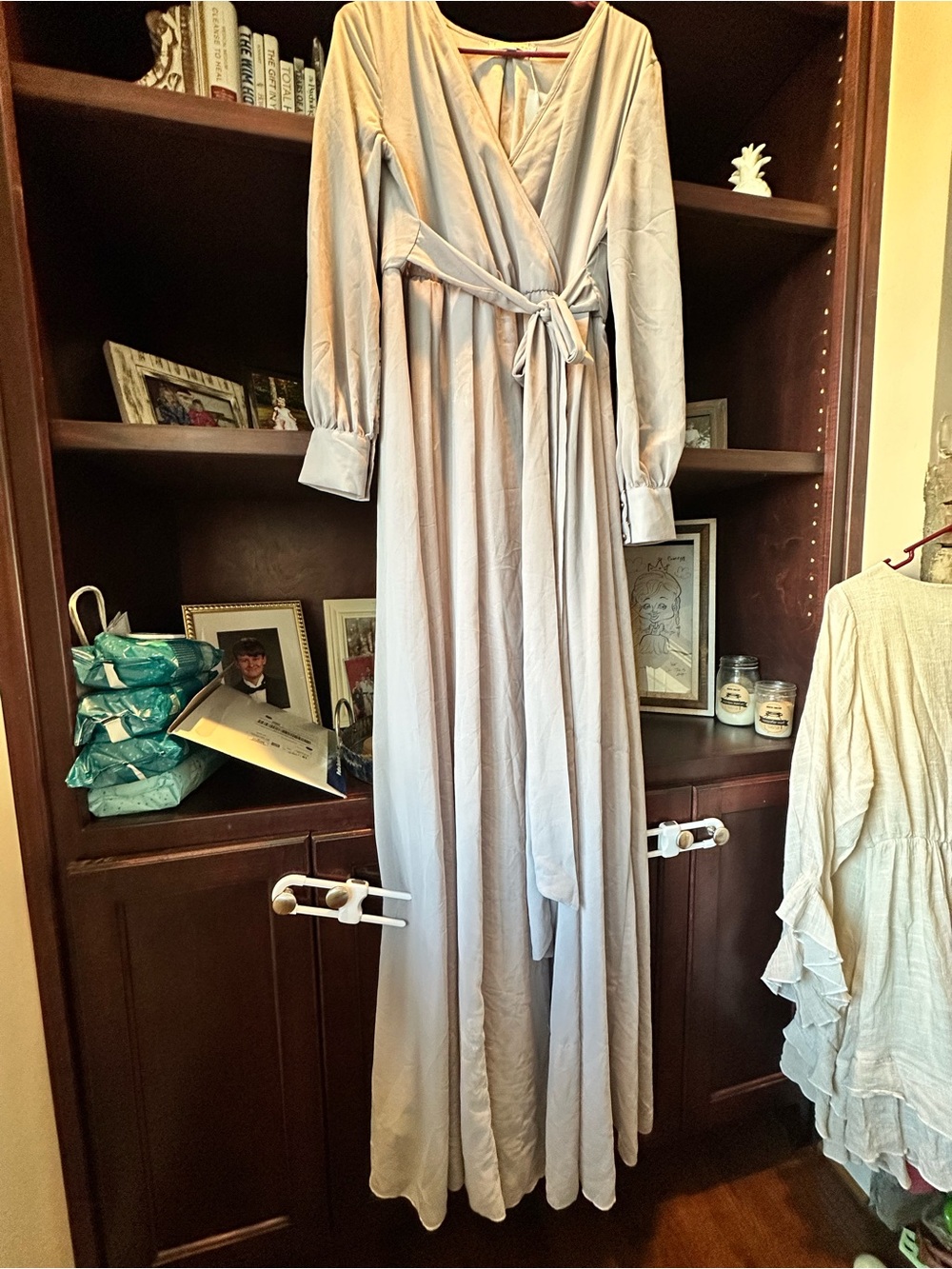 Baltic Born Long Wrap Maxi Dress in Light Grey